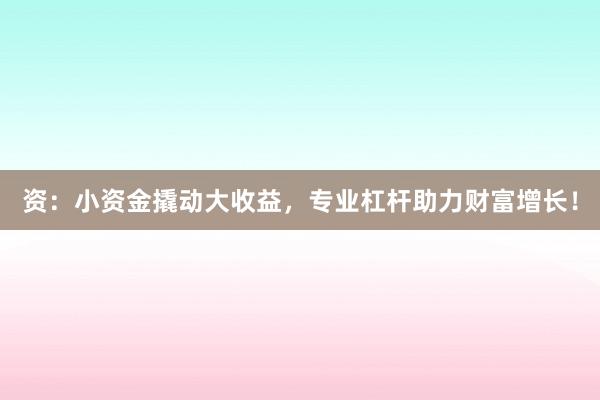 资：小资金撬动大收益，专业杠杆助力财富增长！