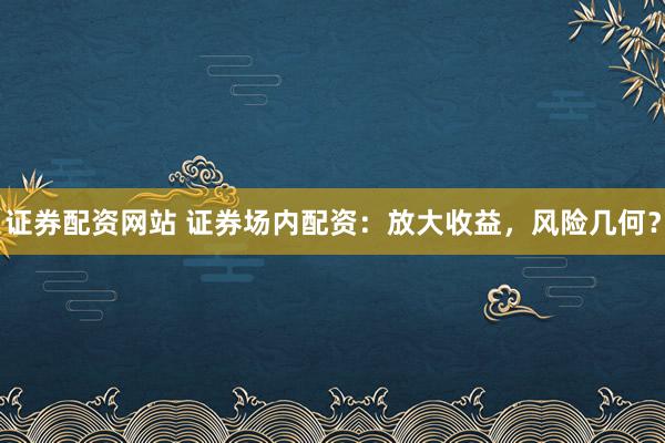 证券配资网站 证券场内配资：放大收益，风险几何？