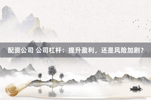 配资公司 公司杠杆：提升盈利，还是风险加剧？