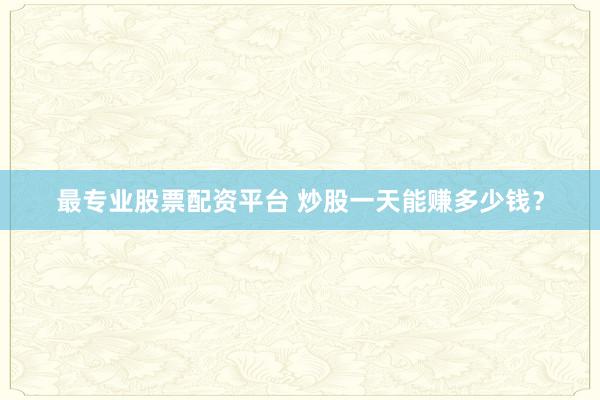 最专业股票配资平台 炒股一天能赚多少钱？